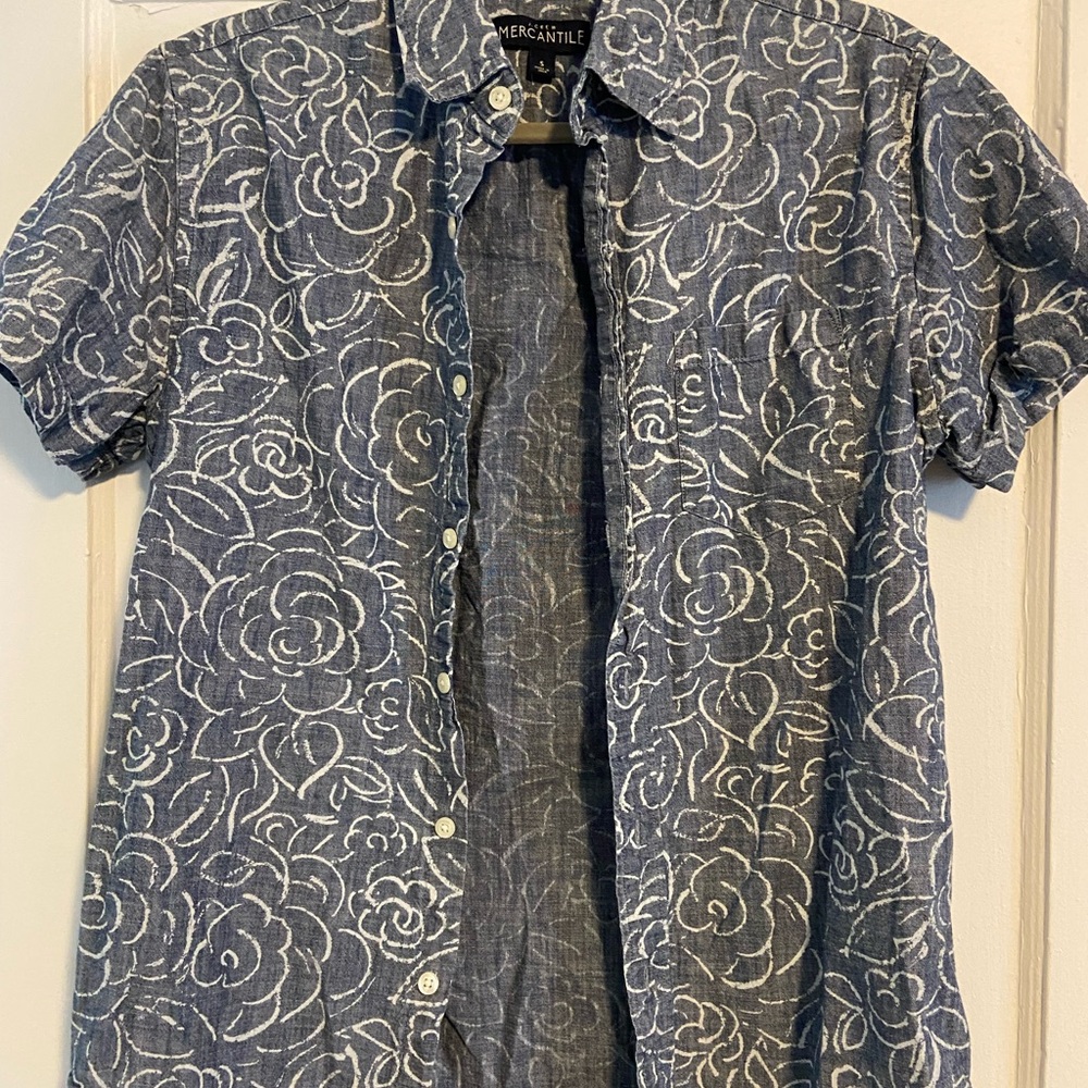 J. Crew Navy Floral Button Down Shirt
